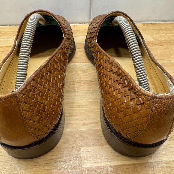 Yves Saint Laurent Tan Woven Leather Slip-On Loafers main image 8